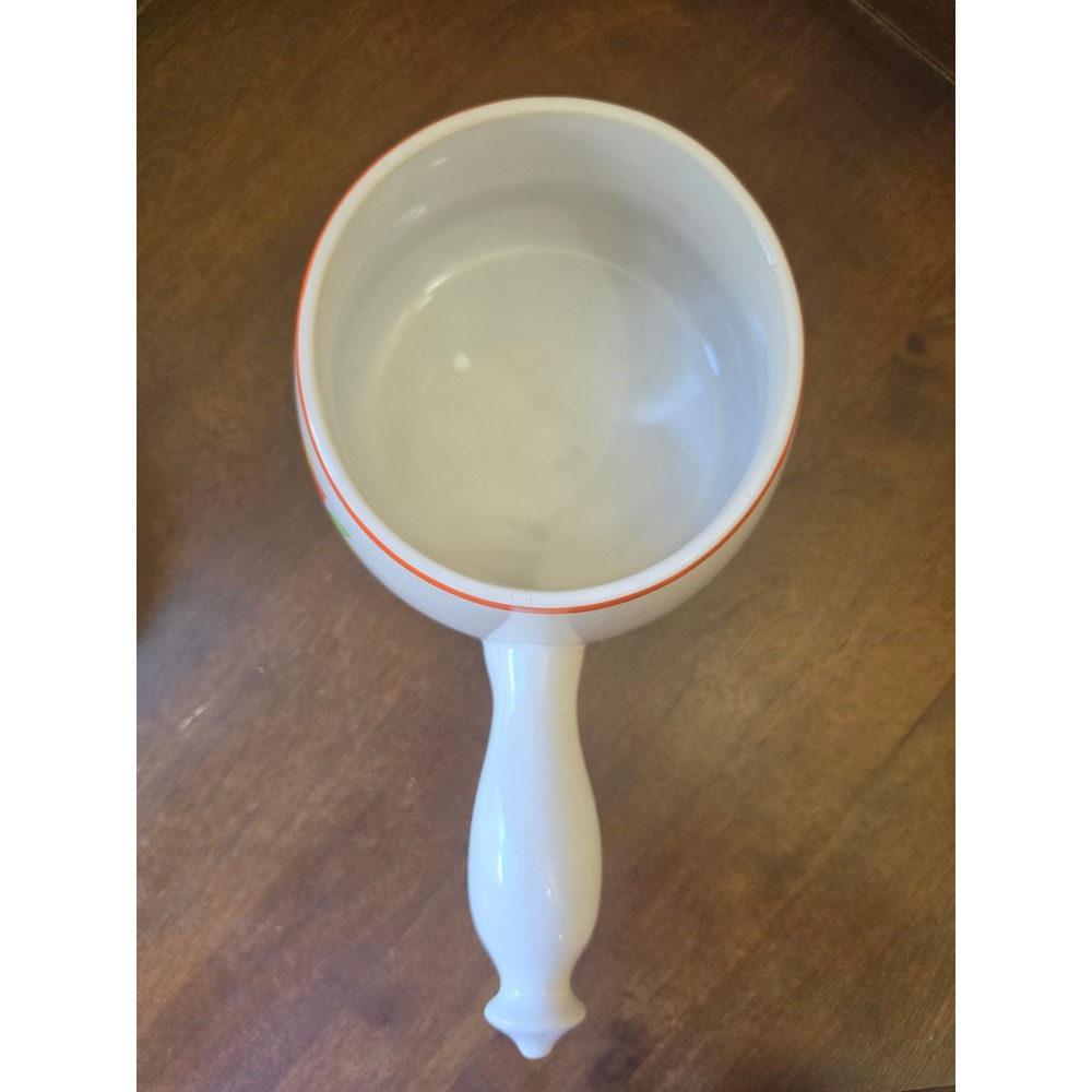 Vintage 1970s Floral Oven Proof Stoneware Pot with Orange Lid & Handle - Retro - Picture 11 of 15